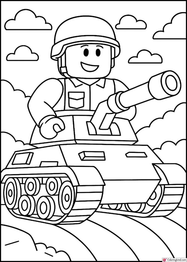 Tanque Roblox para colorear HD fácil y bonito - Descarga e imprime gratis - Dibujo exclusivo de Roblox