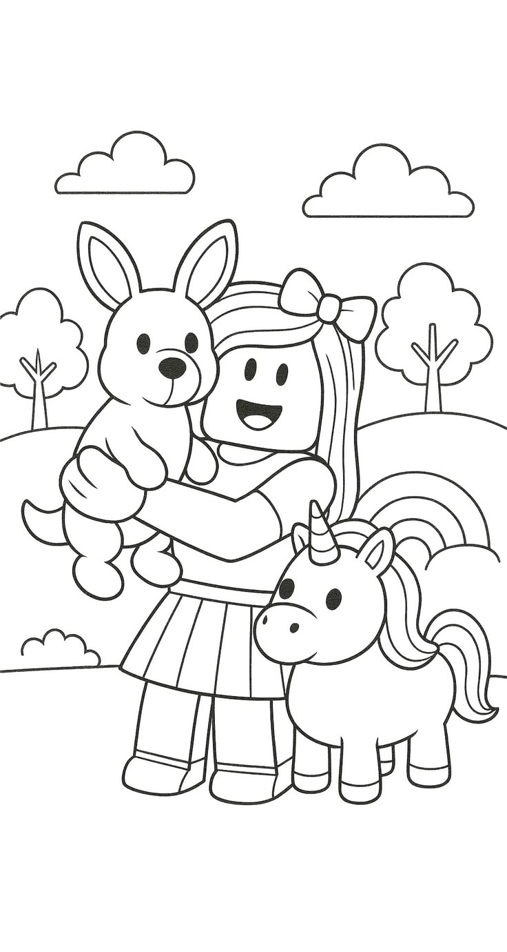 Unicornio Roblox para colorear HD fácil y bonito - Descarga e imprime gratis - Dibujo exclusivo de Roblox