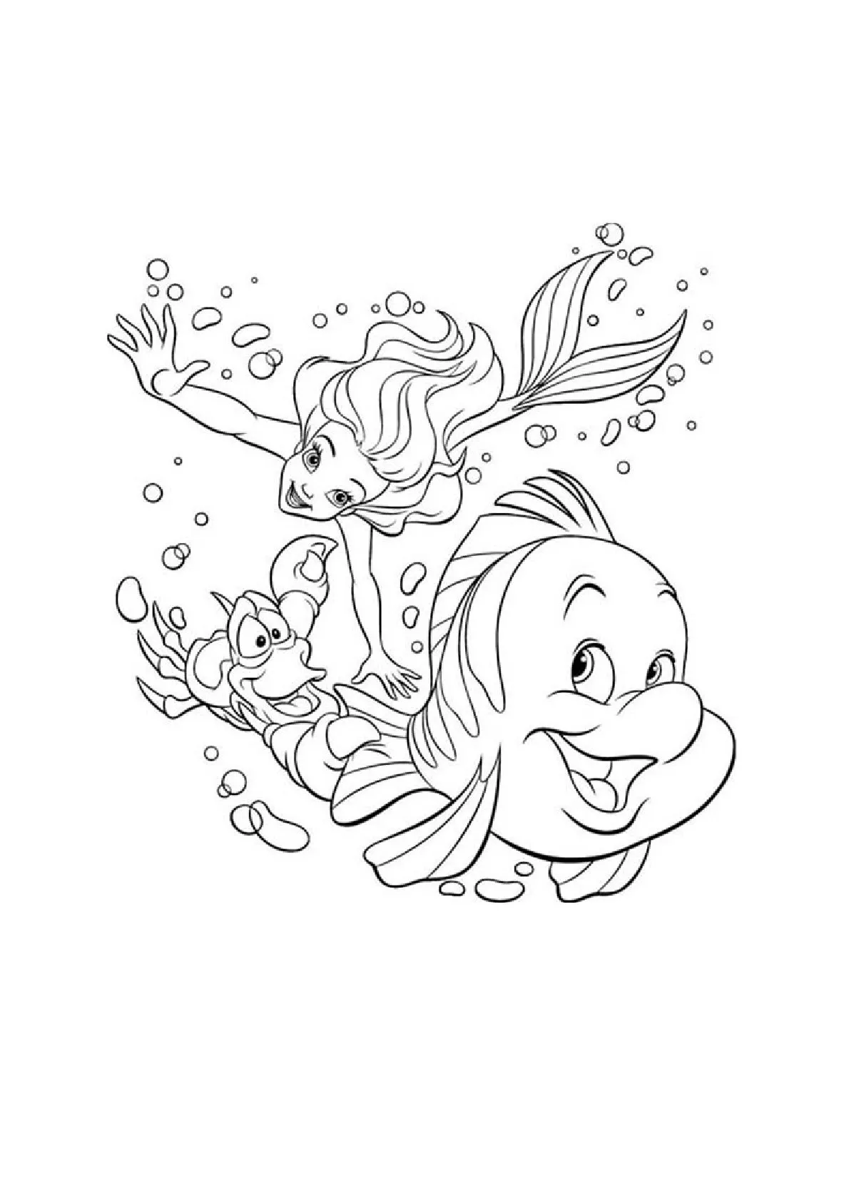 Dibujo relacionado de Ariel y sus Amigos para colorear