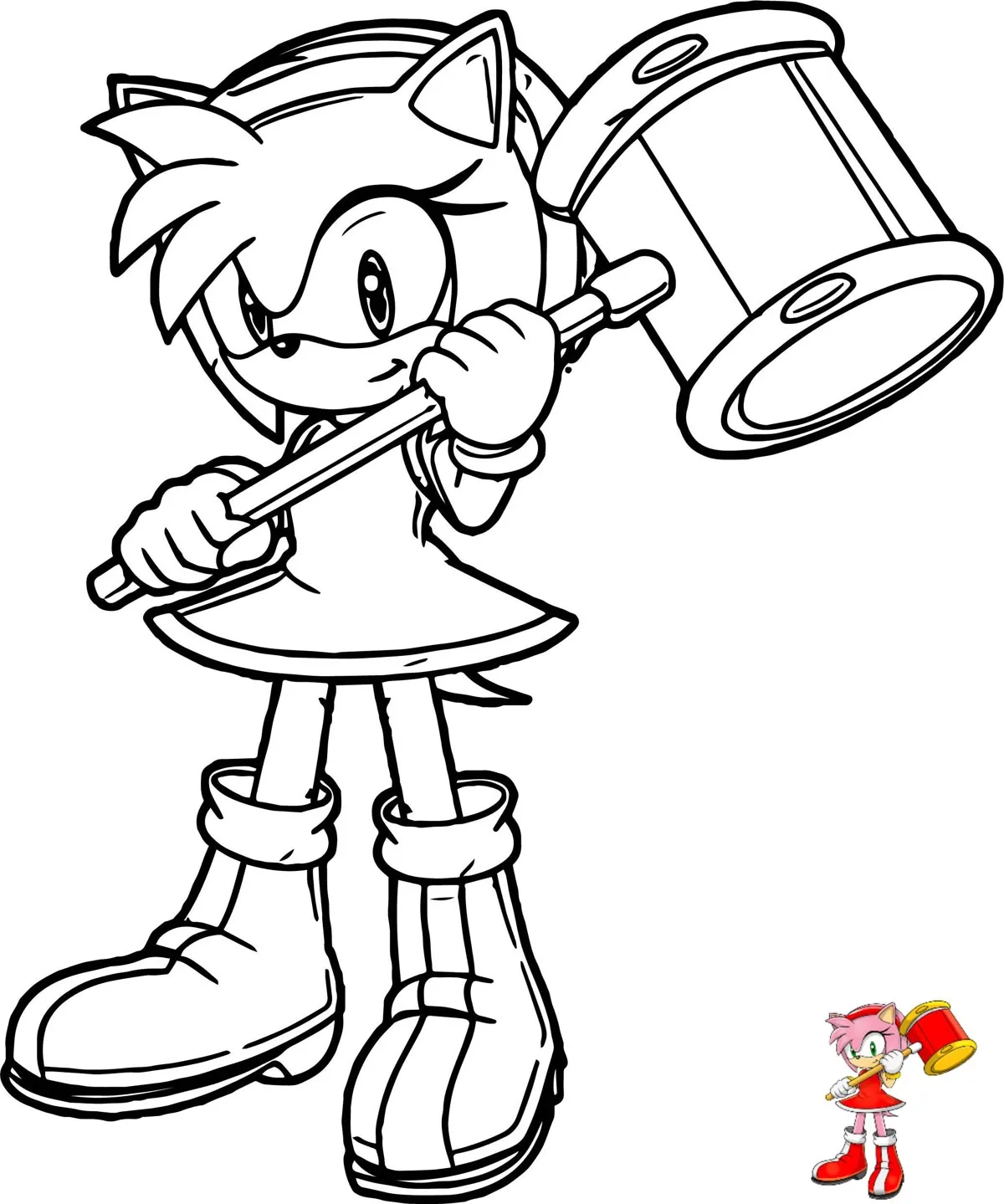 Dibujo relacionado de Amy Rose con su Martillo para colorear