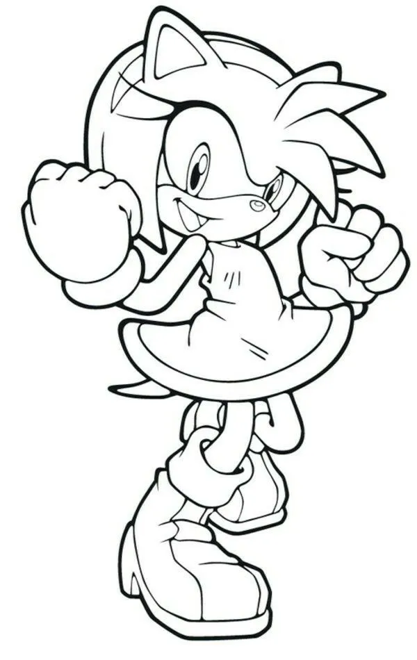 Dibujo relacionado de Amy Rose con los Puños para colorear