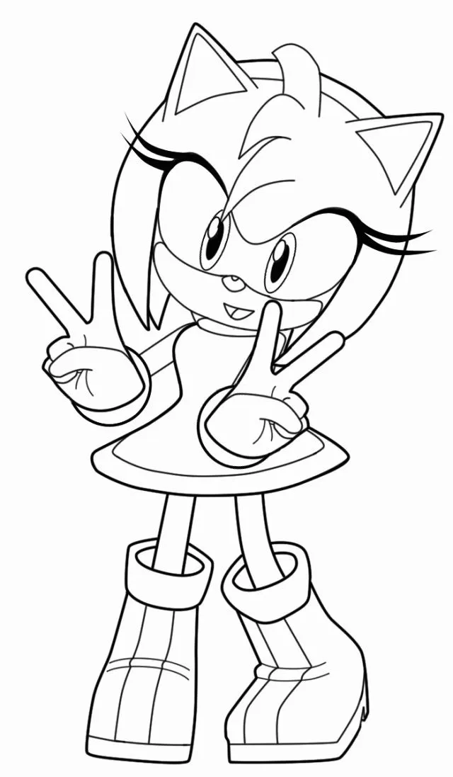 Dibujo relacionado de Amy Rose Haciendo el Signo de la Paz para colorear