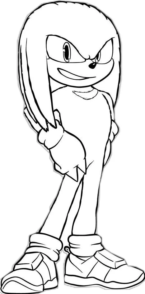 Ver dibujo completo de Knuckles de Pie para colorear Dibujo de Knuckles de Pie para colorear e imprimir gratis - Plantilla en alta calidad