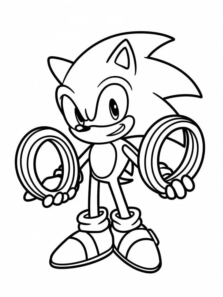 Ver dibujo completo de Sonic con Anillos Dorados para colorear Dibujo de Sonic con Anillos Dorados para colorear e imprimir gratis - Plantilla en alta calidad