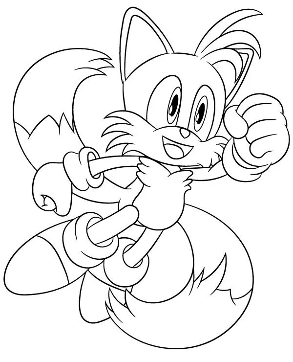 Ver dibujo completo de Tails Volando para colorear Dibujo de Tails Volando para colorear e imprimir gratis - Plantilla en alta calidad