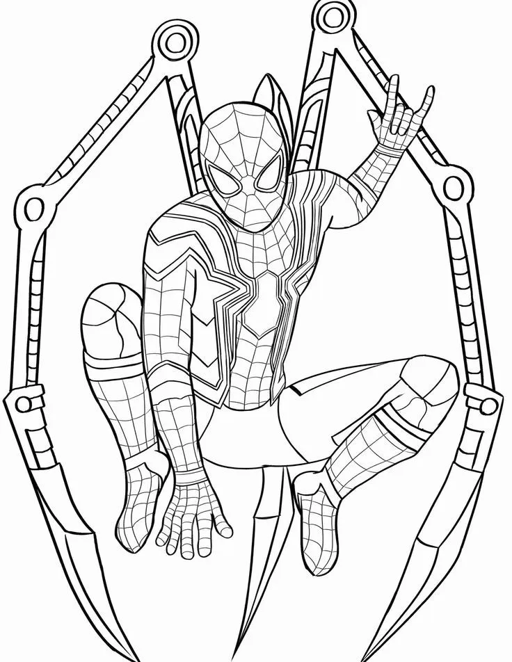 Iron Spider para colorear HD fácil y bonito - Descarga e imprime gratis - Dibujo exclusivo de Spiderman