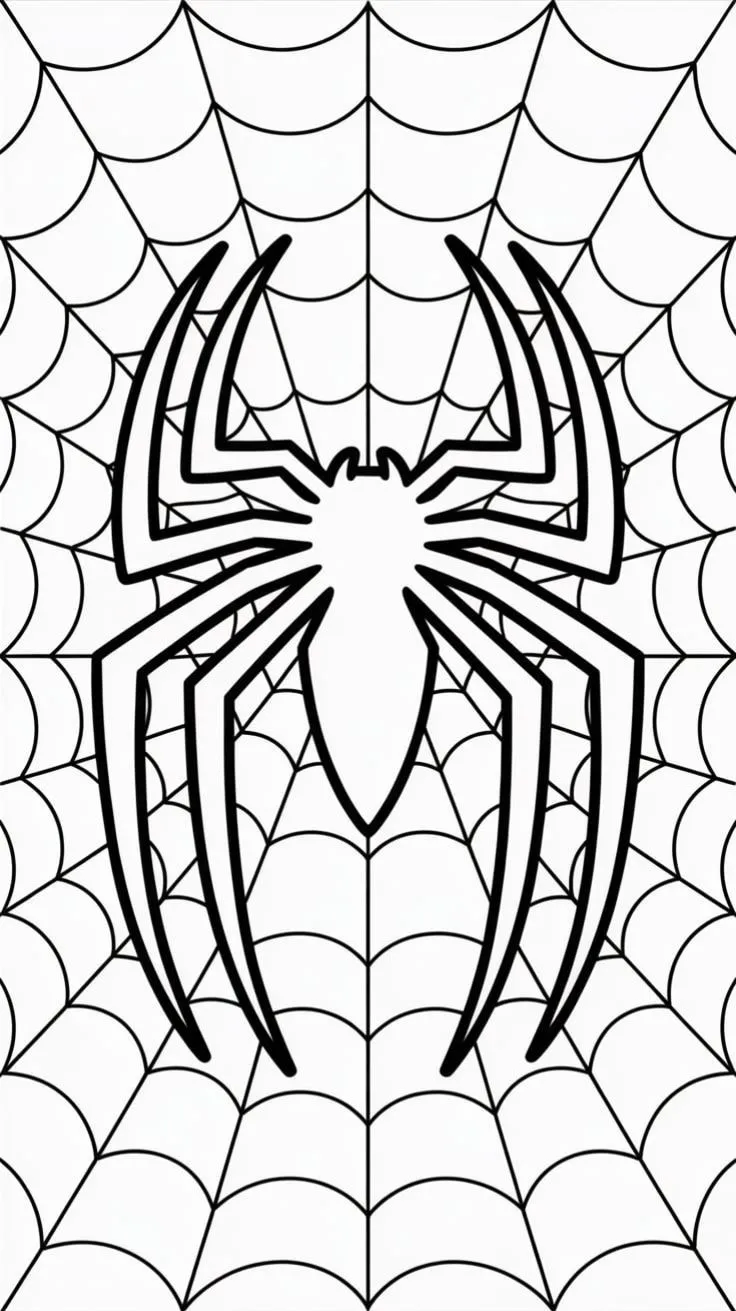Ver dibujo completo de Logo Araña sobre Telaraña para colorear Dibujo de Logo Araña sobre Telaraña para colorear e imprimir gratis - Plantilla en alta calidad
