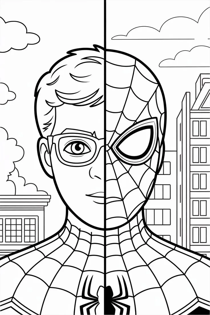 Peter Parker Doble Identidad para colorear e imprimir Peter Parker Doble Identidad para colorear - Spiderman