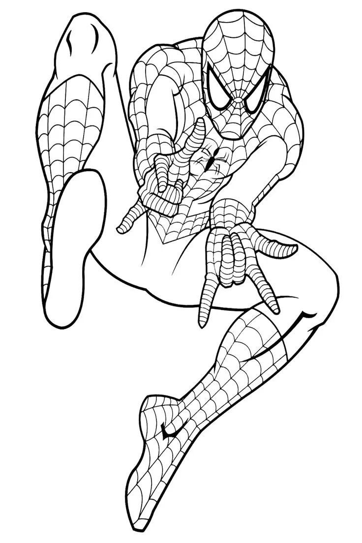 Spiderman para colorear e imprimir gratis PDF - Hombre Araña superhéroe