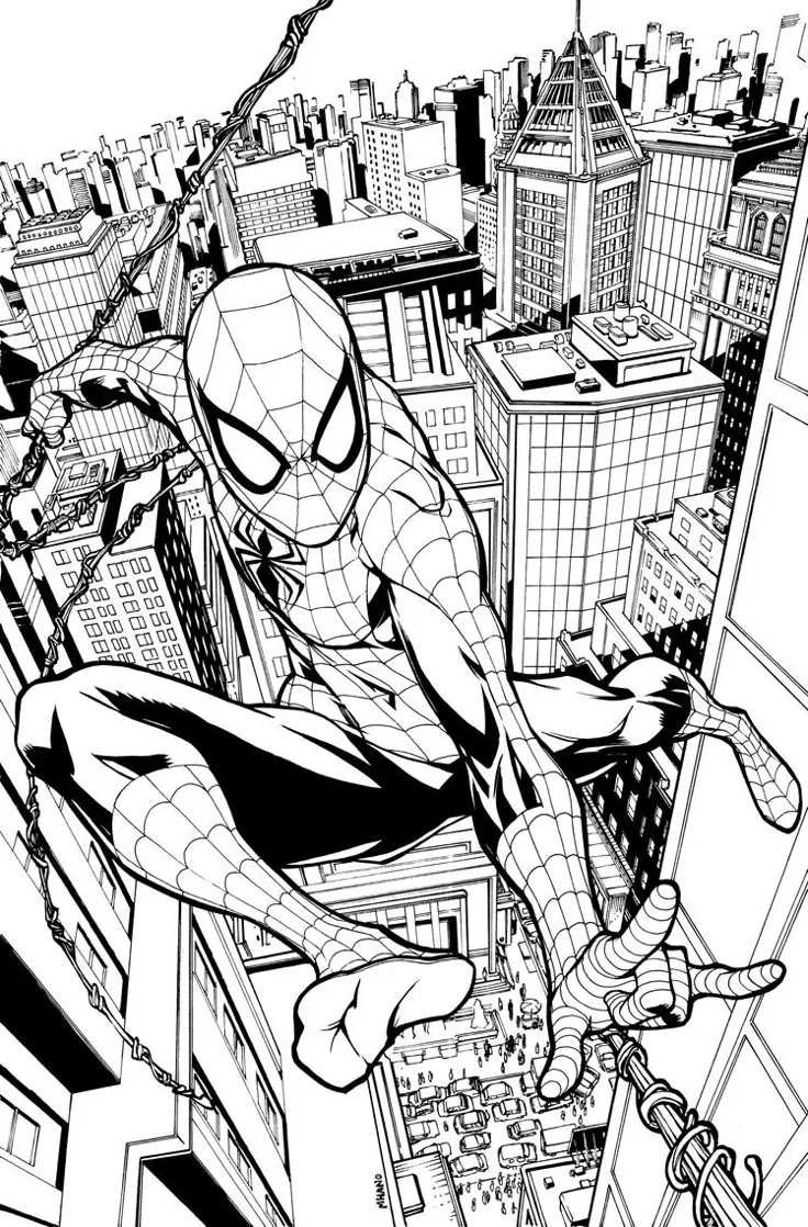 Dibujo relacionado de Spiderman en la Ciudad para colorear
