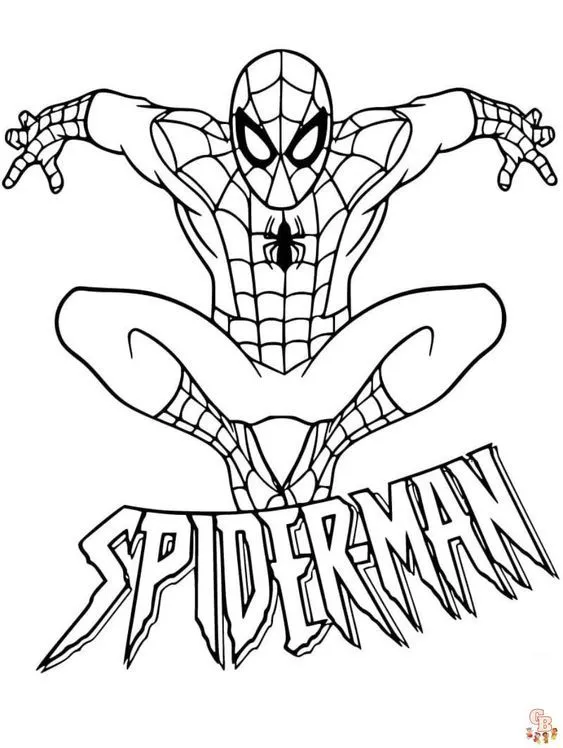 Logo de Spiderman para colorear HD fácil y bonito - Descarga e imprime gratis - Dibujo exclusivo de Spiderman