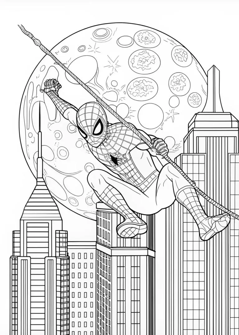 Spiderman Luna Llena Rascacielos para colorear e imprimir Spiderman Luna Llena Rascacielos para colorear