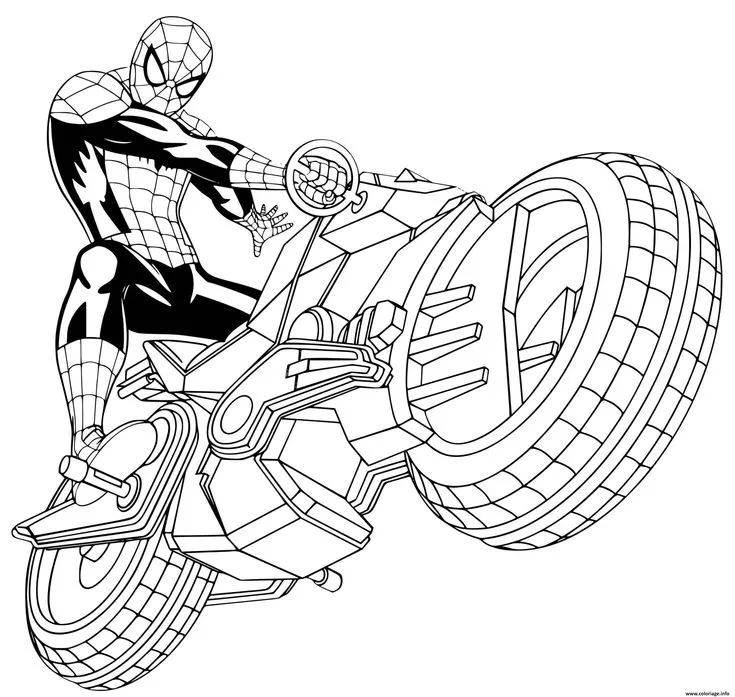 Dibujo relacionado de Spiderman en Moto para colorear