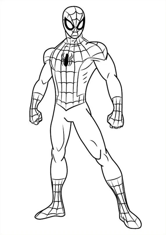 Pose Clásica de Spiderman para colorear HD fácil y bonito - Descarga e imprime gratis - Dibujo exclusivo de Spiderman