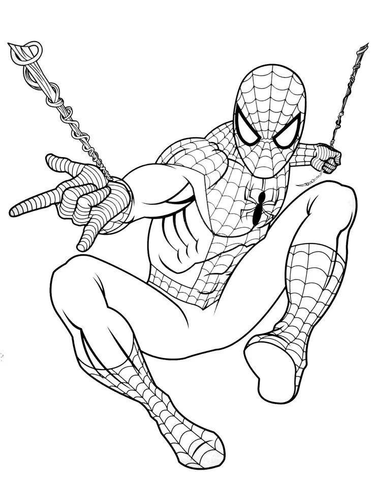Dibujo relacionado de Spiderman con Telaraña para colorear