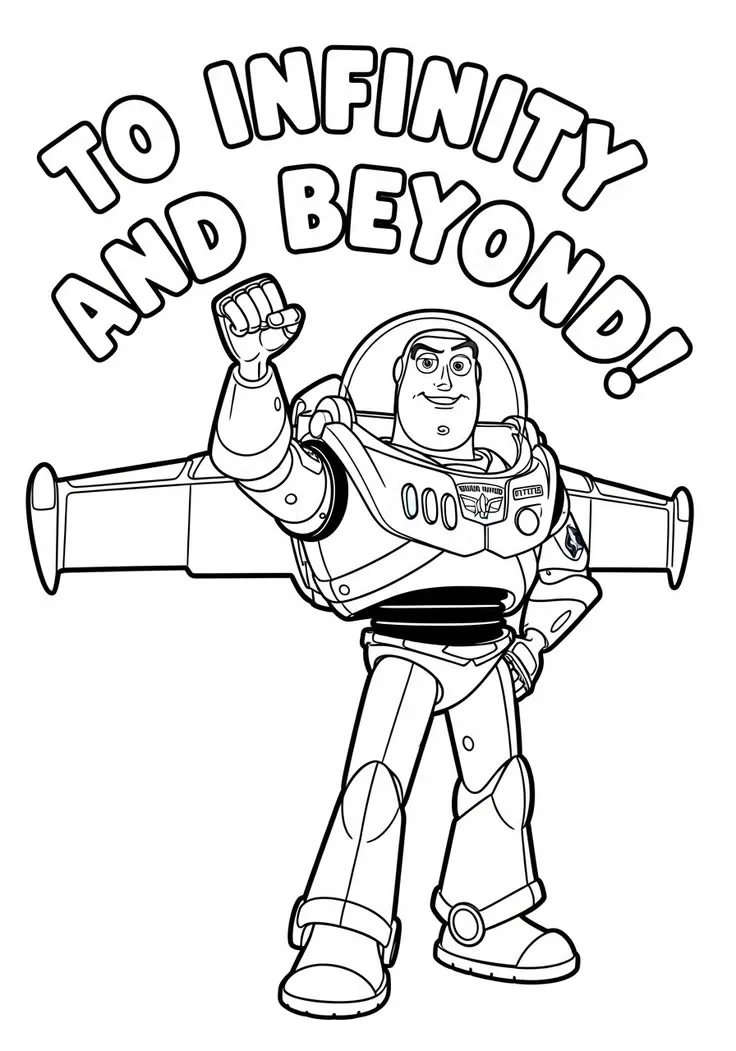 Ver dibujo completo de Buzz Al Infinito y Más Allá para colorear Dibujo de Buzz Al Infinito y Más Allá para colorear e imprimir gratis - Plantilla en alta calidad