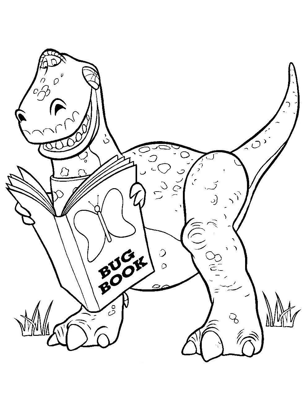 Ver dibujo completo de Rex Leyendo un Libro para colorear Dibujo de Rex Leyendo un Libro para colorear e imprimir gratis - Plantilla en alta calidad