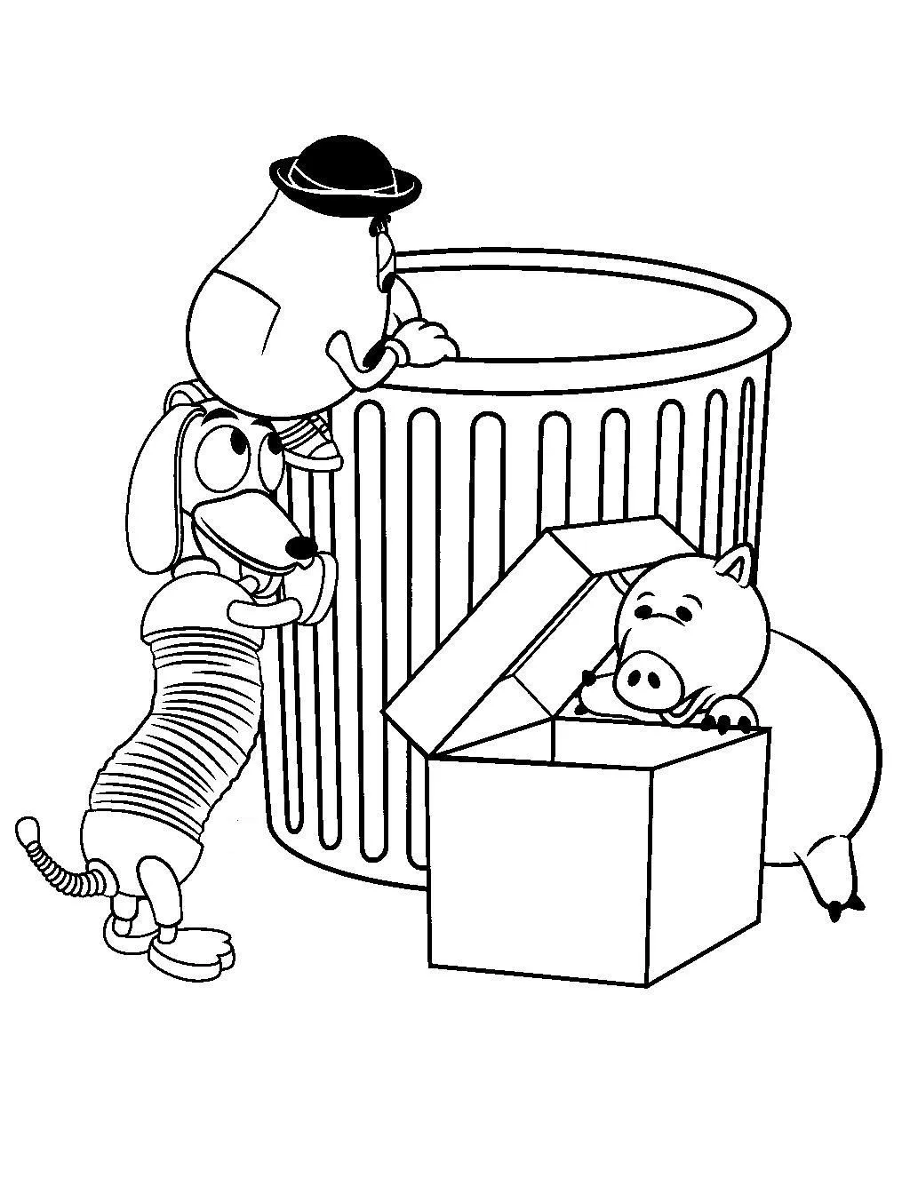 Ver dibujo completo de Slinky, Hamm y Cara de Papa Escondidos para colorear Dibujo de Slinky, Hamm y Cara de Papa Escondidos para colorear e imprimir gratis - Plantilla en alta calidad