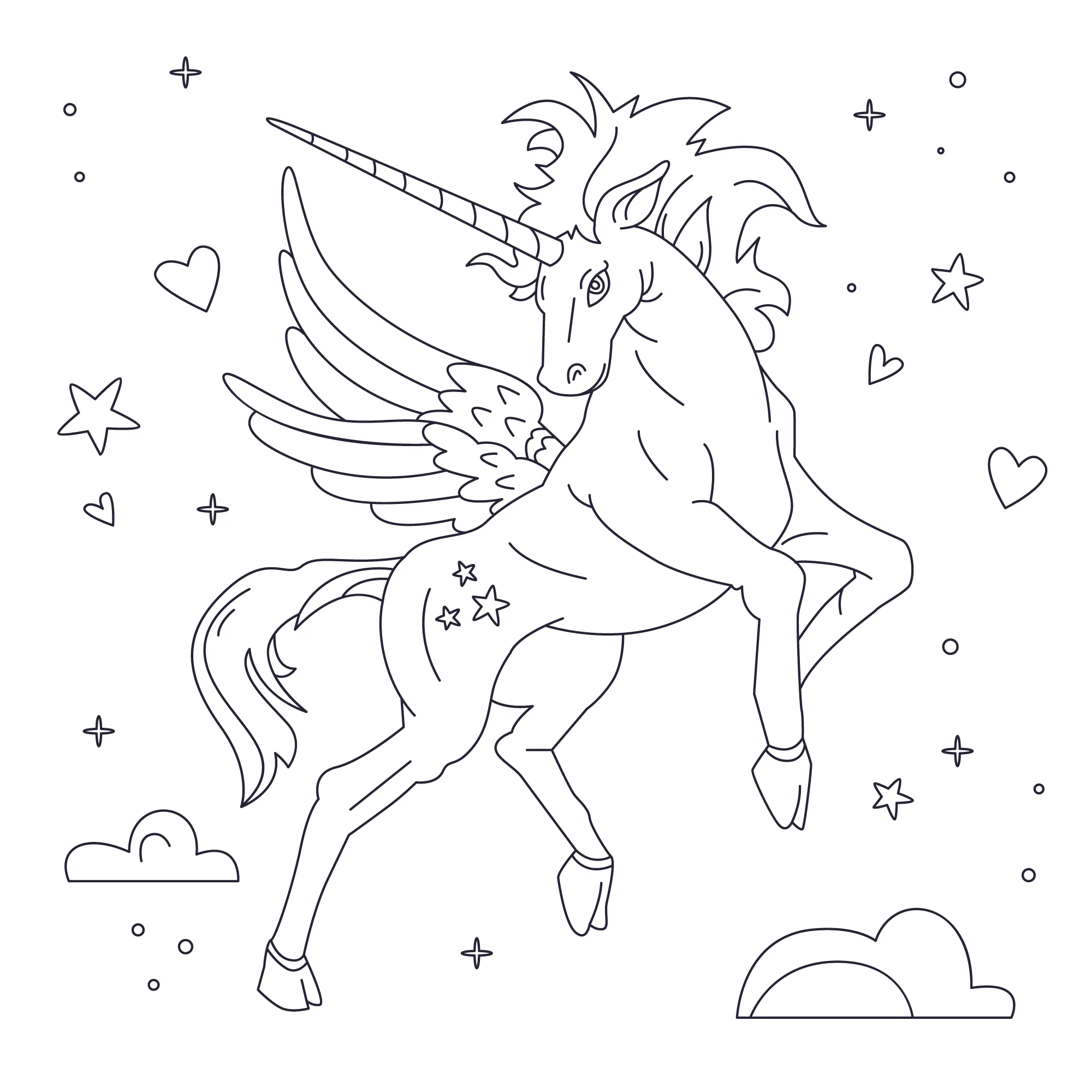 Dibujo relacionado de Unicornio Alado para colorear