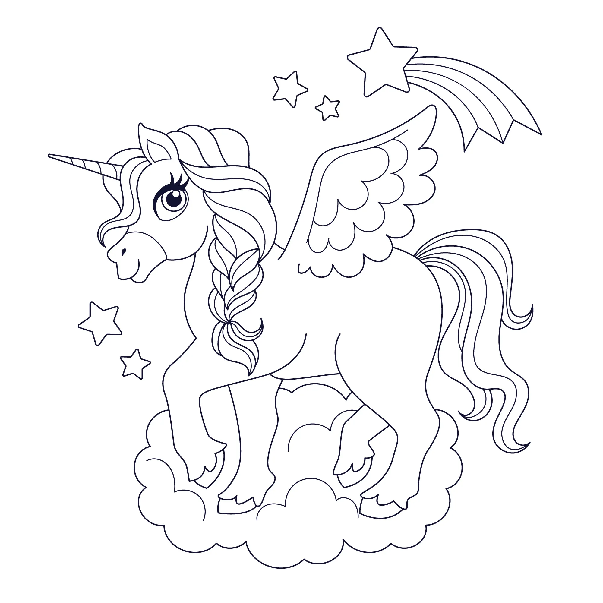 Dibujo relacionado de Unicornio con Arcoíris para colorear